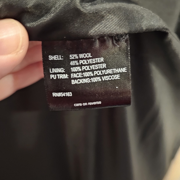 Karl Lagerfeld Womens Cream Wool Blend Coat With Leather Trim - Size M - Picture 10 of 13